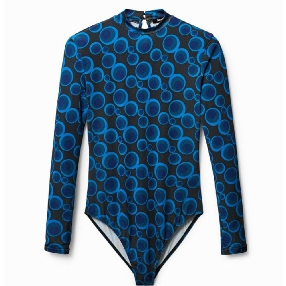Desigual Bodysuit Sz Medium Retro Circle Print